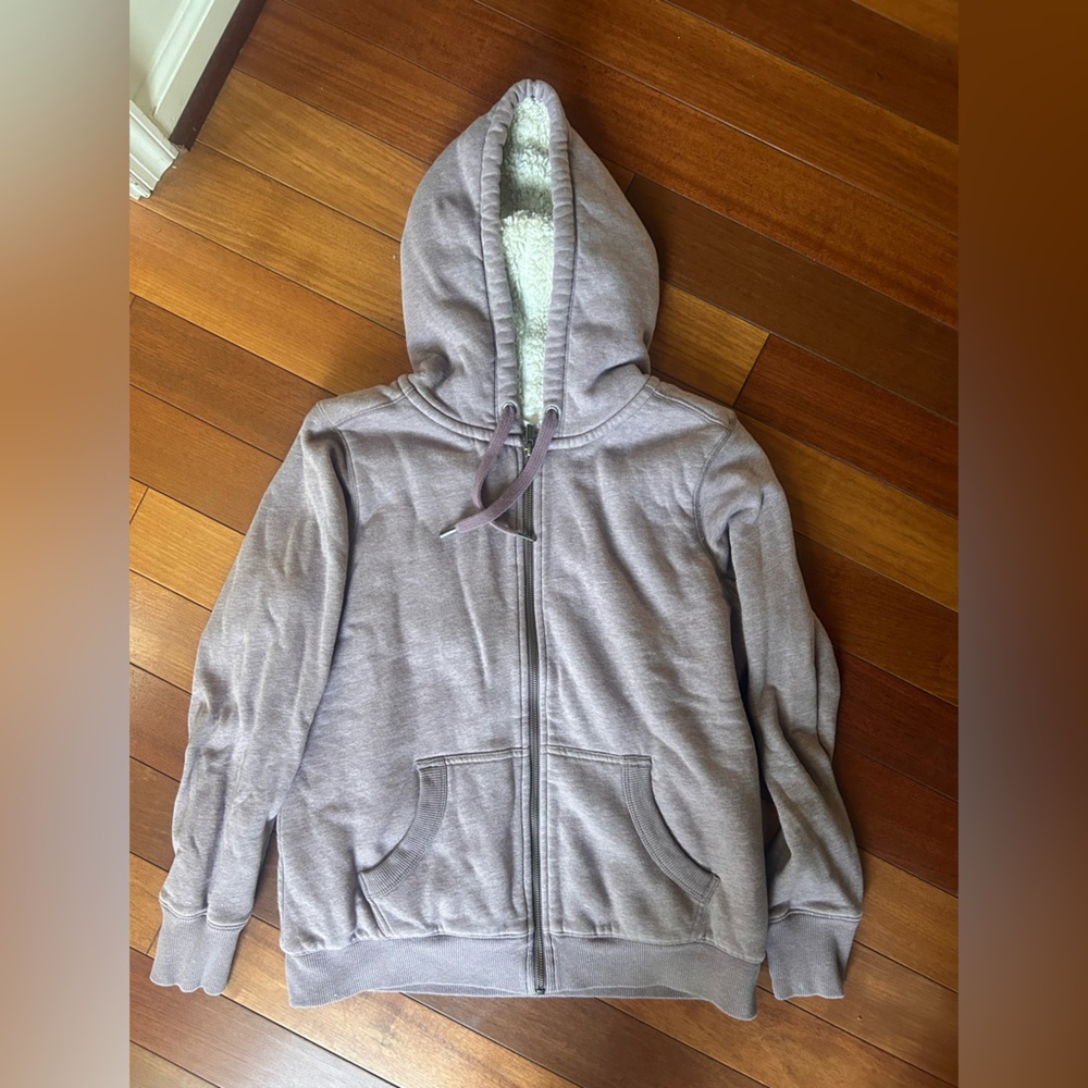 LLBean Shearling Lined Zip Up Sweatshirt Women’s Small